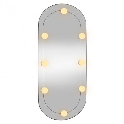 1 VidaXL Vggspegel med LED-belysning oval 35x80 cm glas oval