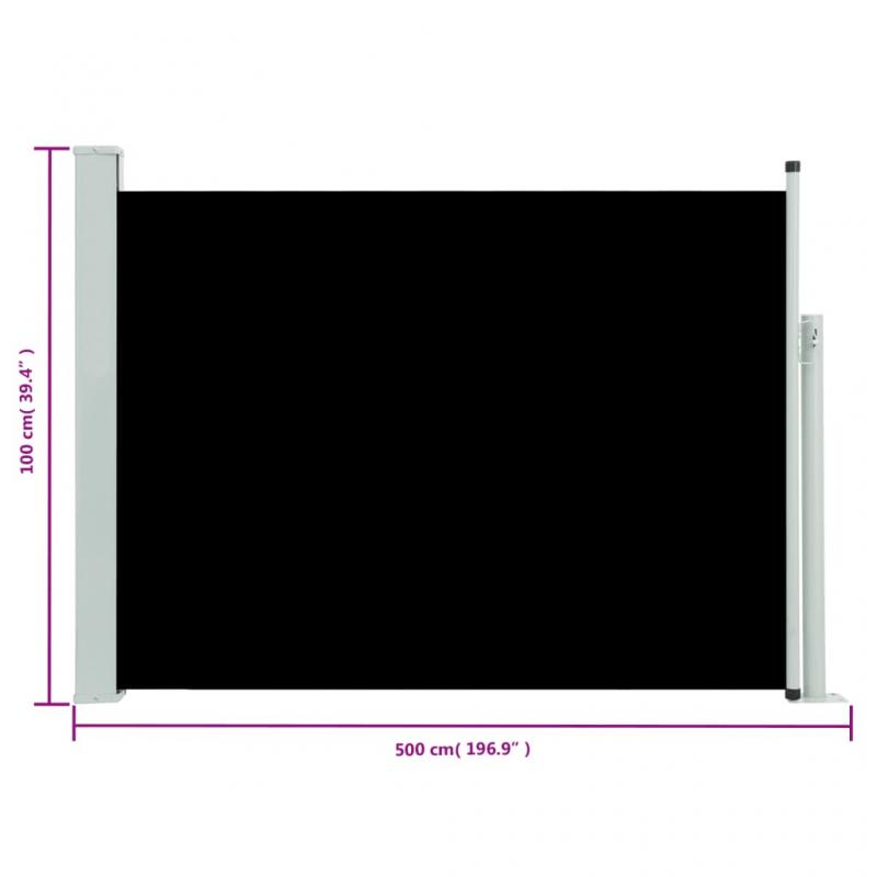 1 VidaXL Infllbar sidomarkis fr uteplats svart 100x500 cm