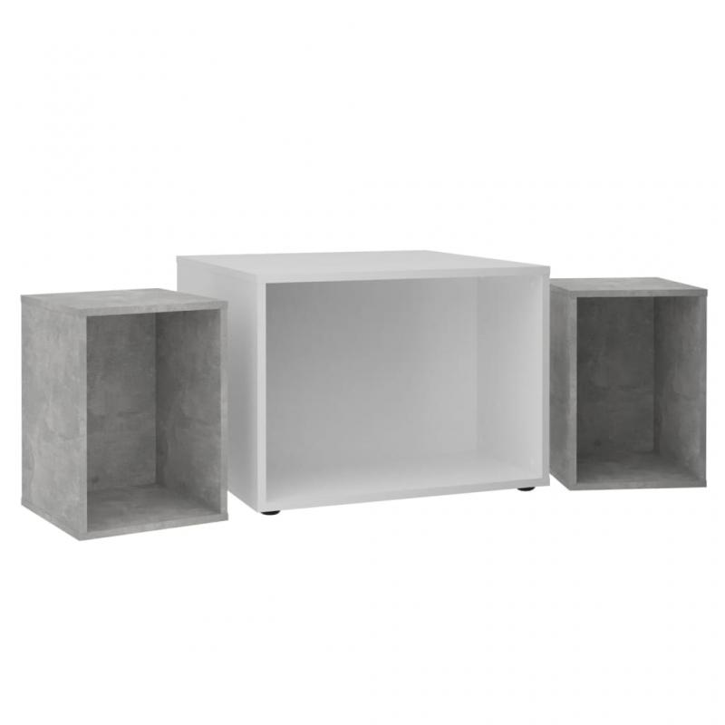 1 VidaXL Soffbord 67,5x67,5x50 cm med 2 sidobord vit och betong