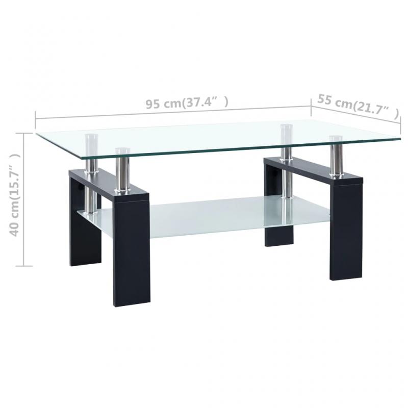 1 VidaXL Soffbord 95x55x40 cm hrdat glas svart transparent