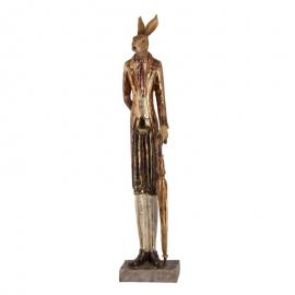 1 Clayre Eef Dekoration Staty Kanin Guld 11x9x51 cm