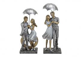 1 G.wurm Dekoration Kärlekspar med paraply polyresin silver 2-pack (B/H/D) 11x26x9 cm