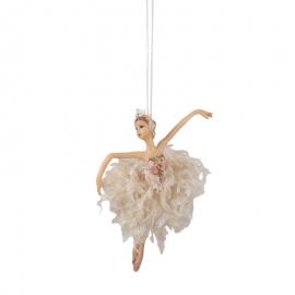1 Clayre Eef Julgranspynt Ballerina 15 cm Rosa Beige Polyresin