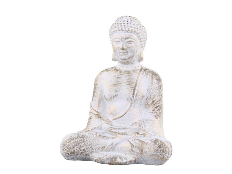 1 Chic Antique Dekoration Buddha med guldmnster H28,5/L23/B17,5 cm creme