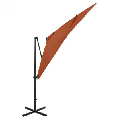 1 VidaXL Frihngande parasoll med stng och LED terrakotta 250 cm