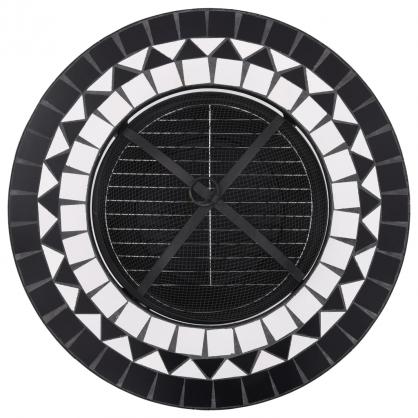 1 VidaXL Eldfat med mosaikbord svart och vit 68 cm keramik