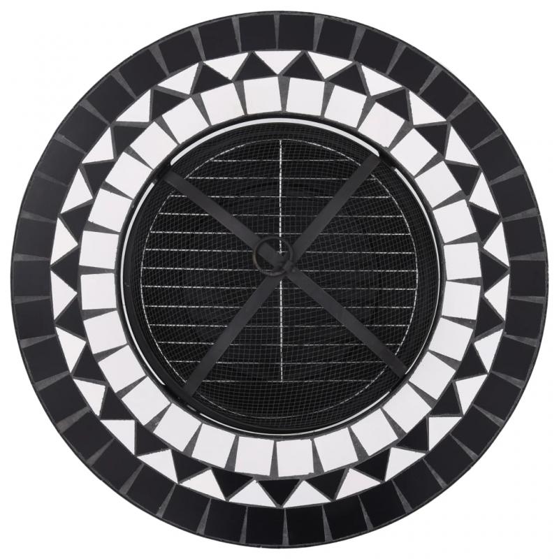 1 VidaXL Eldfat med mosaikbord svart och vit 68 cm keramik