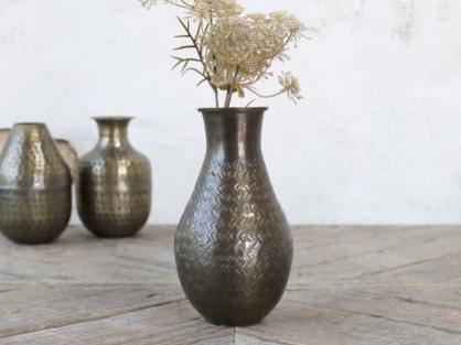 1 Chic Antique Vas till dekoration antik mssing H19/D9 cm