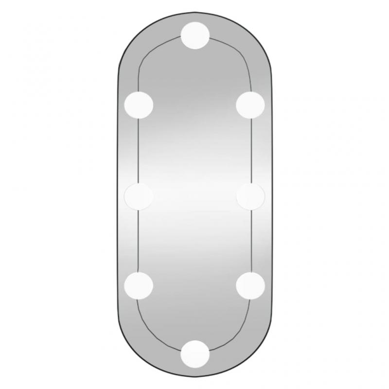 1 VidaXL Vggspegel med LED-belysning oval 25x60 cm glas