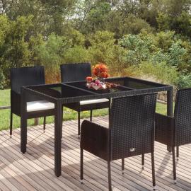 1 VidaXL Matbord för trädgård 150x90x75 cm svart konstrotting