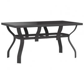 1 VidaXL Matbord för trädgård 140x70x70 cm grå stål och glas grå och svart