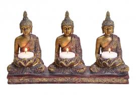 1 G.wurm Dekoration Buddha Värmeljushållare 3 ljus polyresin (B/H/D) 29x8x17cm