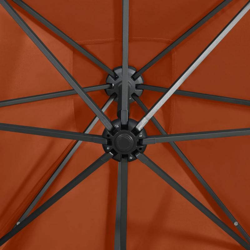 1 VidaXL Frihngande parasoll med stng och LED terrakotta 250 cm