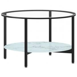 1 VidaXL Soffbord härdat glas svart och vit marmor 70 cm