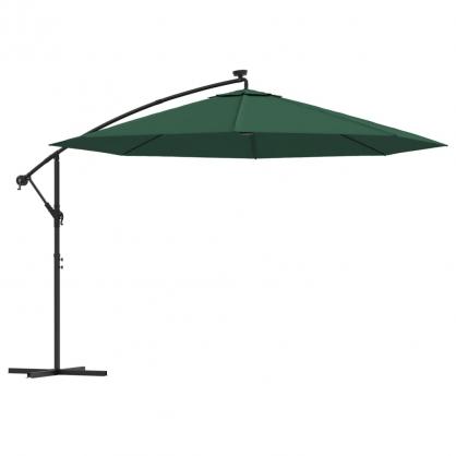 1 VidaXL Frihngande parasoll med stng och LED grn 350 cm