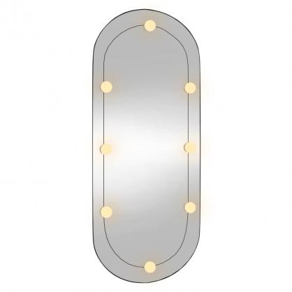1 VidaXL Vggspegel med LED-belysning oval 45x100 cm glas