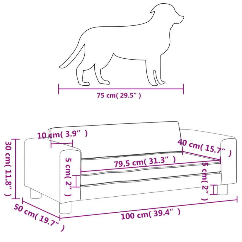 1 VidaXL Hundbdd sammet med frlngning 100x50x30 cm svart