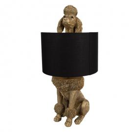 1 Clayre Eef Bordslampa Hund pudel 30x28x57 cm Guldfärgad Svart Polyresin