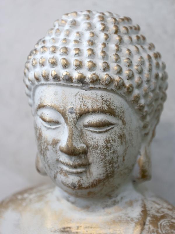 1 Chic Antique Dekoration Buddha med guldmnster H28,5/L23/B17,5 cm creme