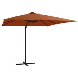 1 VidaXL Frihängande parasoll med stång och LED terrakotta 250x250 cm
