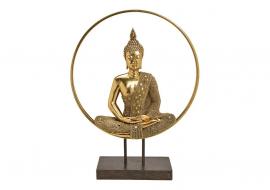 1 G.wurm Dekoration Buddha XL guld i en cirkel polyresin metall (B/H/D) 49x65x17cm