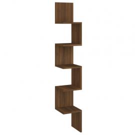1 VidaXL Vägghylla hörn 20x20x127,5 cm brun ek konstruerat trä
