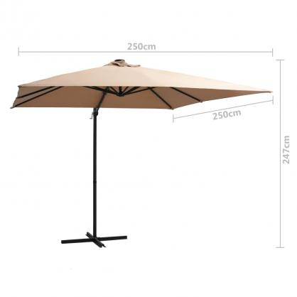 1 VidaXL Frihngande parasoll med stng och LED taupe 250x250 cm