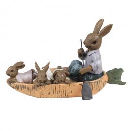 1 Clayre Eef Påskdekoration Hare med ungar, seglar i morot, poly, H10,5xL18 cm