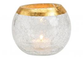 1 G.wurm Värmeljushållare Cracking av glas transparent guld (B/H/D) 12x10x12cm