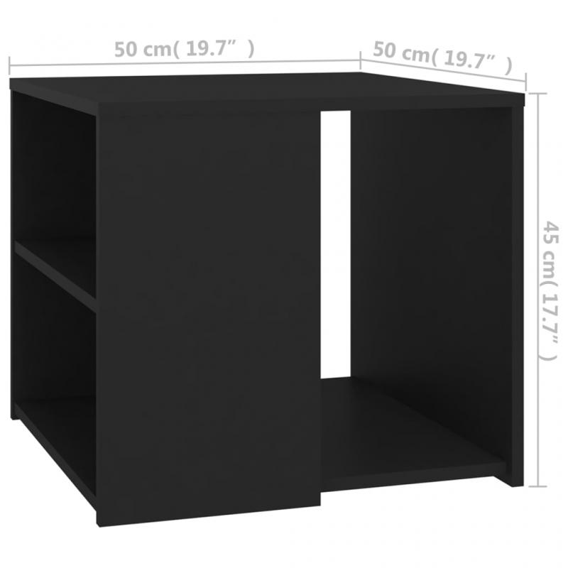 1 VidaXL Sidobord 50x50x45 cm svart konstruerat tr