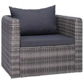 1 VidaXL Trädgårdsstol med dyna och kudde konstrotting grå