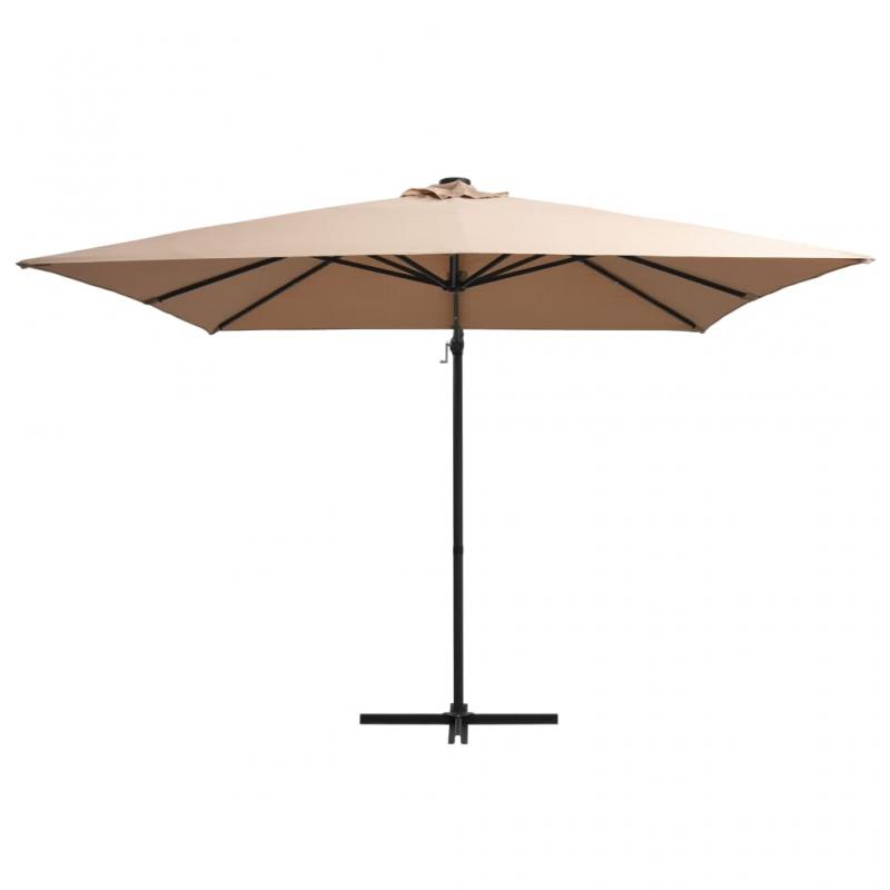 1 VidaXL Frihngande parasoll med stng och LED taupe 250x250 cm