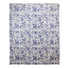 1 Clayre Eef Filt 130x170 Cm Vit Blå Polyester Blommor Rektangel