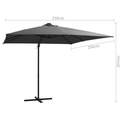 1 VidaXL Frihngande parasoll med stng och LED antracit 250x250 cm