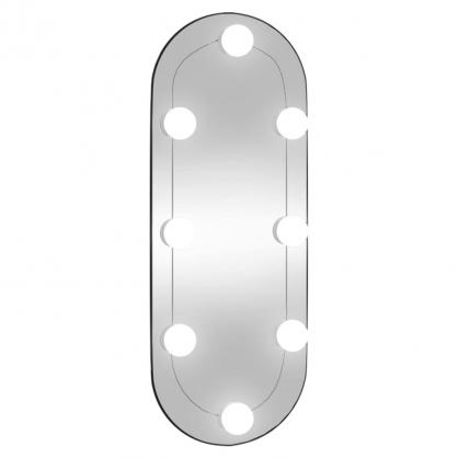 1 VidaXL Vggspegel med LED-belysning oval 20x50 cm glas