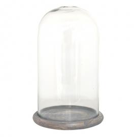 1 Clayre Eef Glasklocka Fat Ø 17x29 cm glas/trä Transparent