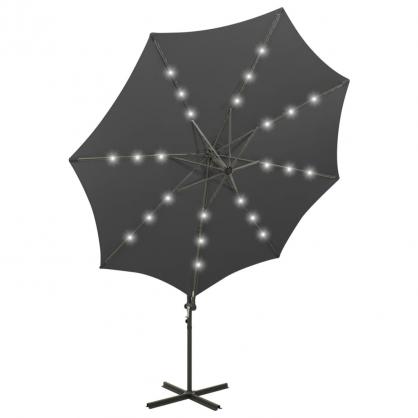 1 VidaXL Frihngande parasoll med stng och LED antracit 300 cm