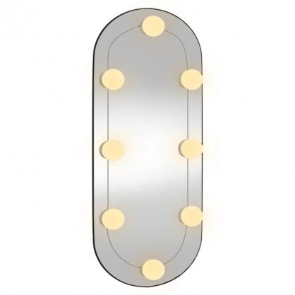 1 VidaXL Vggspegel med LED-belysning oval 25x60 cm glas