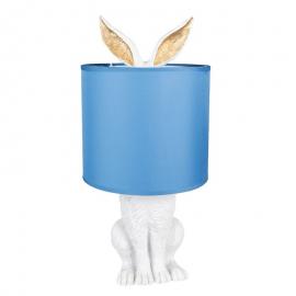 1 Clayre Eef Bordslampa Ø 20x43 Cm Kanin Vit Blå Polyresin Skrivbordslampa