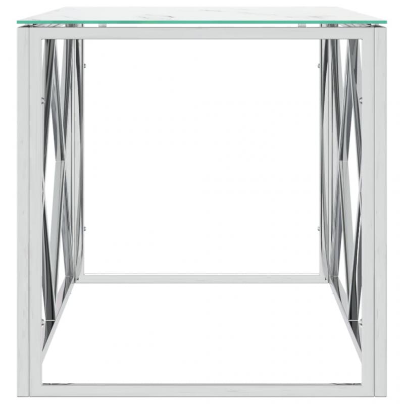 1 VidaXL Soffbord rostfritt stl silver och hrdad glas 110x45x45 cm