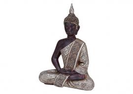 1 G.wurm Dekoration Buddha silver sittande polyresin (B/H/D) 22,5x29,5x11,5 cm