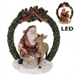1 Clayre Eef Juldekoration Jultomte med LED-belysning 23 Cm Röd Polyresin