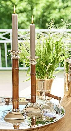 1 Edzard Luxury Ljusstake Bambu H 24 cm Natur Silver