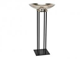 1 G.wurm Piedestal med skål av metall silver svart (B/H/D) 49x98x49cm