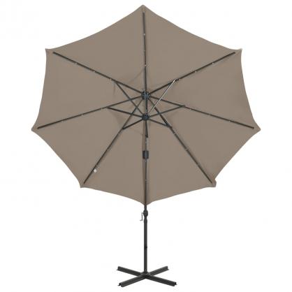 1 VidaXL Frihngande parasoll med stng och LED taupe 300 cm