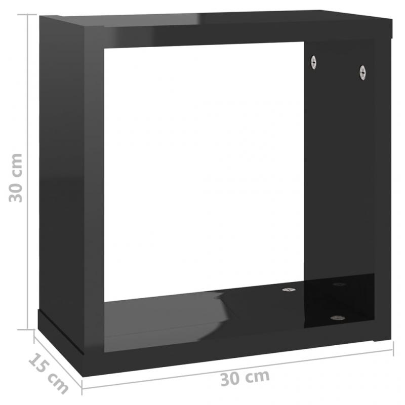 1 VidaXL Vgghylla kubformad svart hgglans 30x15x30 cm 6 st