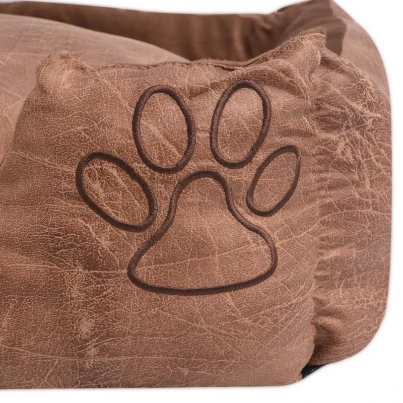 1 VidaXL Hundbdd konstlder med kudde PU storlek M beige