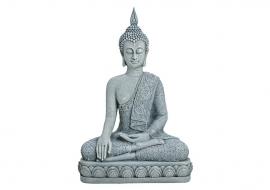 1 G.wurm Dekoration Buddha XL grå sittande polyresin (B/H/D) 26x39x14 cm