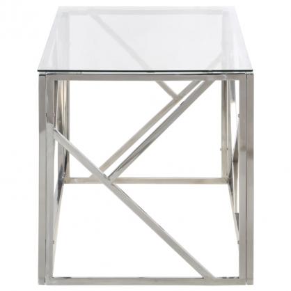1 VidaXL Soffbord rostfritt stl silver och hrdat glas 110x45x45 cm