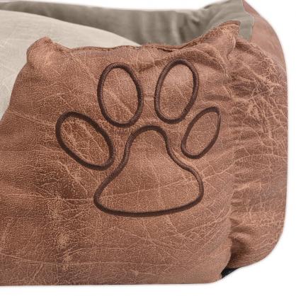 1 VidaXL Hundbdd konstlder med kudde PU storlek L beige